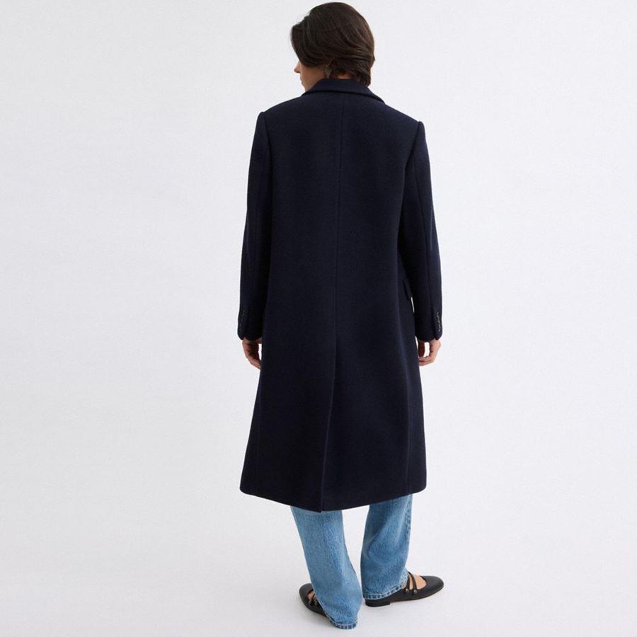 Abrigo COACH Oversized Wool Mujer Azul Marino | KYDV-79842