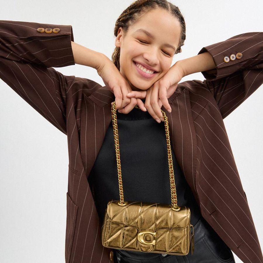 Bolsa de Hombro COACH New Year Tabby 20 With Quilting Mujer Dorados | RHXS-30417