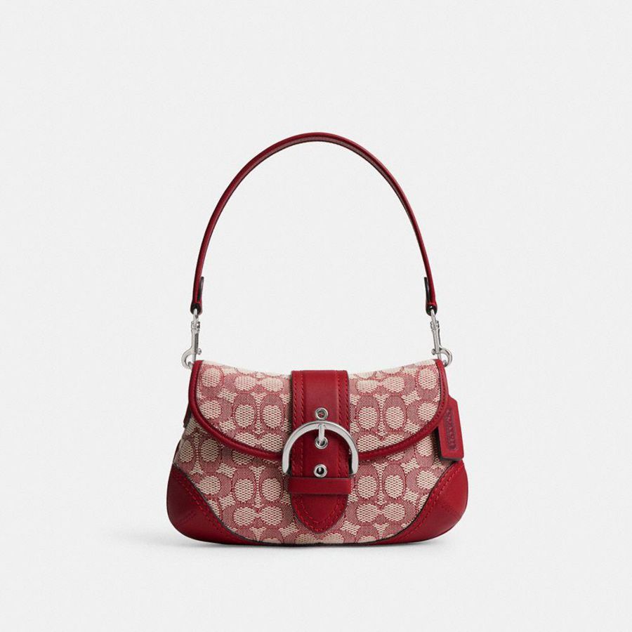 Bolsa de Hombro COACH Soho Flap In Signature Textile Jacquard Mujer Rojos | QNRX-39657