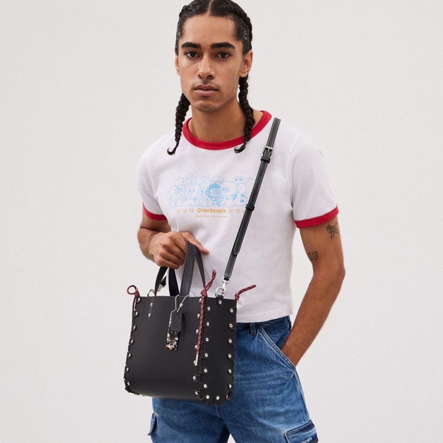 Bolso Tote COACH Medium Re Laceable Tote In Coachtopia Leather Mujer Negros | VZFU-37682