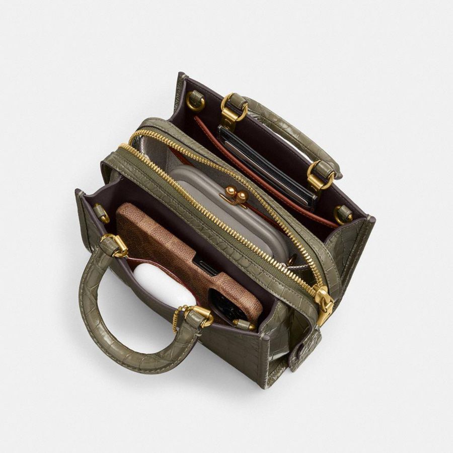 Bolso Tote COACH Rogue 20 In Alligator Mujer Vino | DAYT-40632