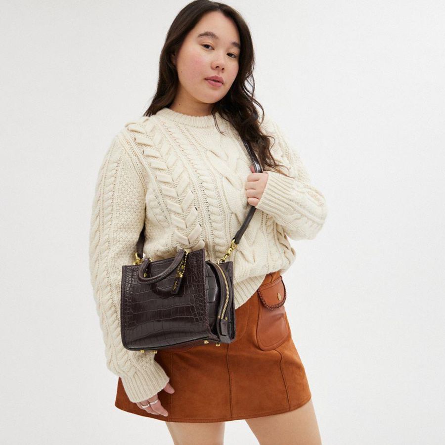 Bolso Tote COACH Rogue 20 In Alligator Mujer Vino | DAYT-40632