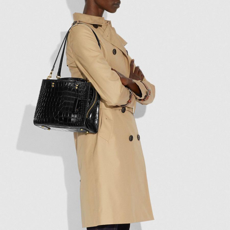Bolso Tote COACH Rogue 25 In Alligator Mujer Negros | ZYLQ-19867