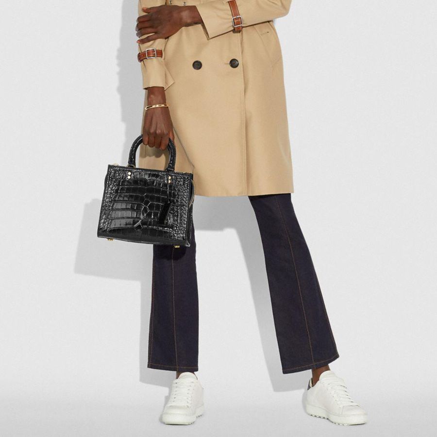 Bolso Tote COACH Rogue 25 In Alligator Mujer Negros | ZYLQ-19867