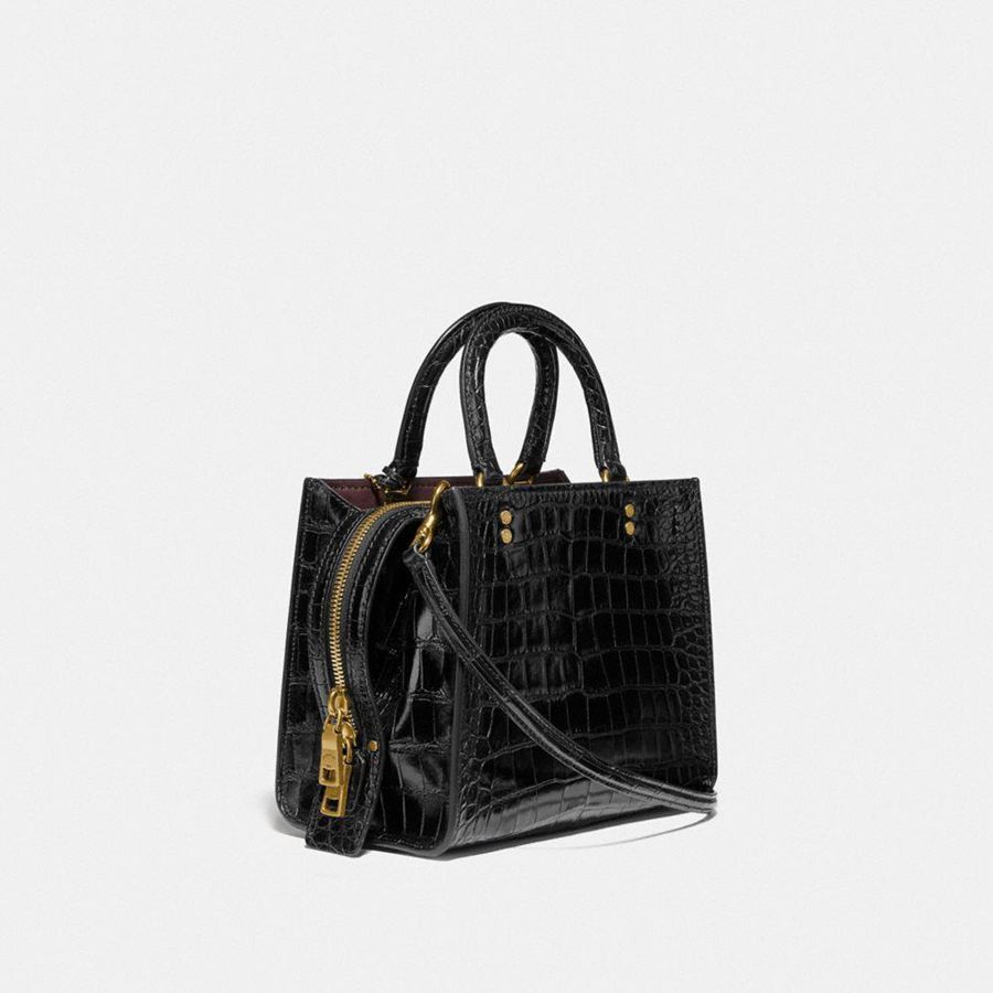 Bolso Tote COACH Rogue 25 In Alligator Mujer Negros | ZYLQ-19867