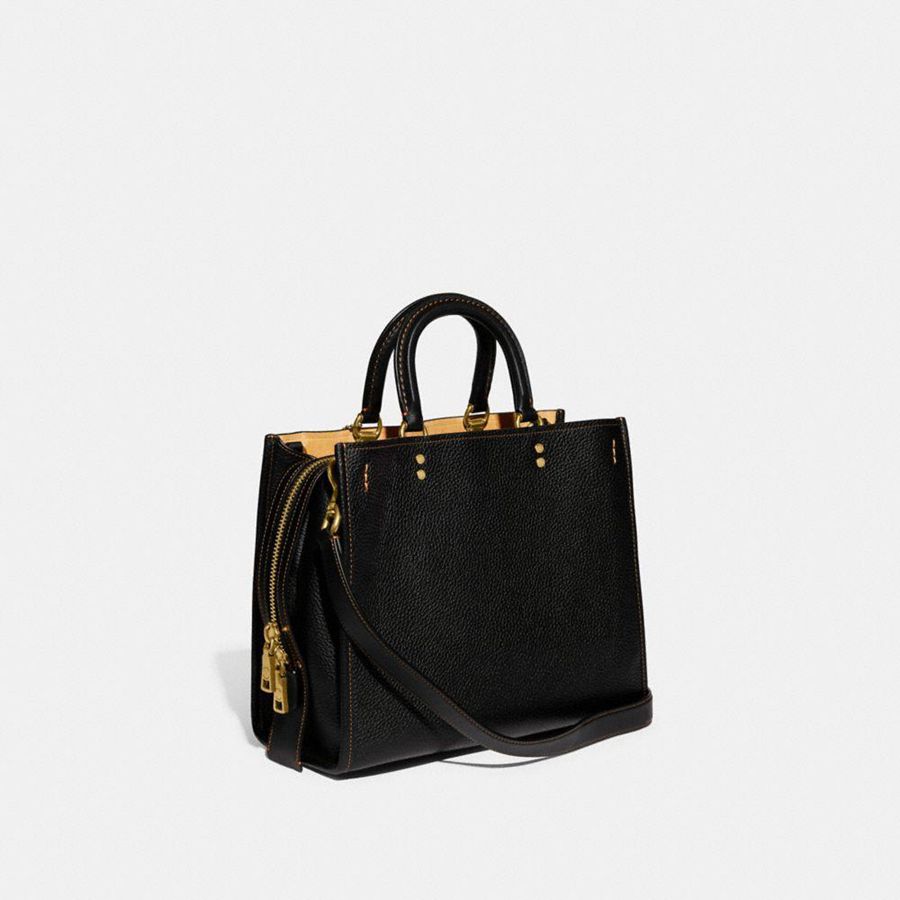 Bolso Tote COACH Rogue In Regenerative Leather Mujer Negros | XRJI-43657