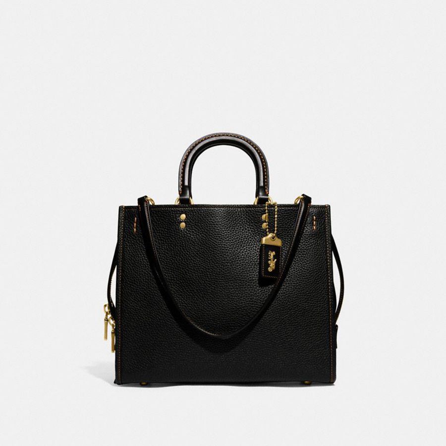 Bolso Tote COACH Rogue In Regenerative Leather Mujer Negros | XRJI-43657