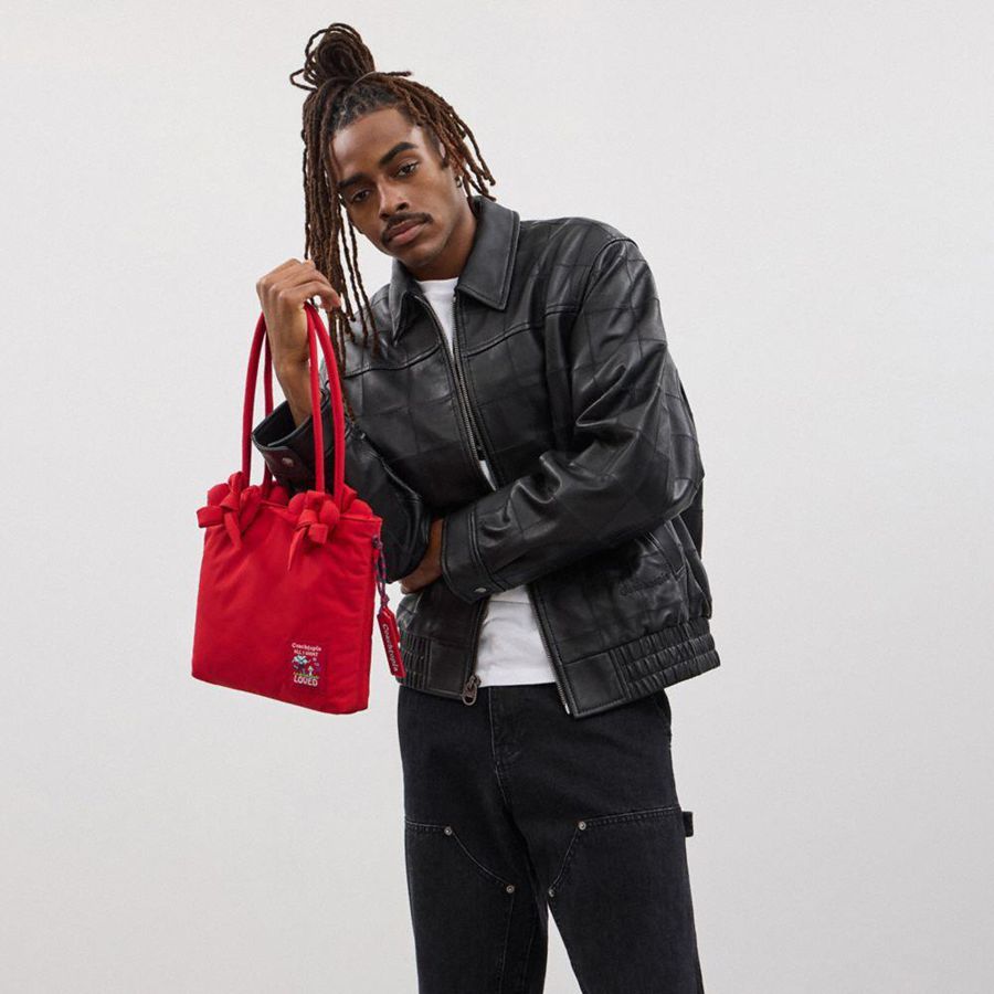 Bolso Tote COACH Topia Loop Small Tote In Recycled Polyester With Heart Appliqué Mujer Rojos | YECK-46581