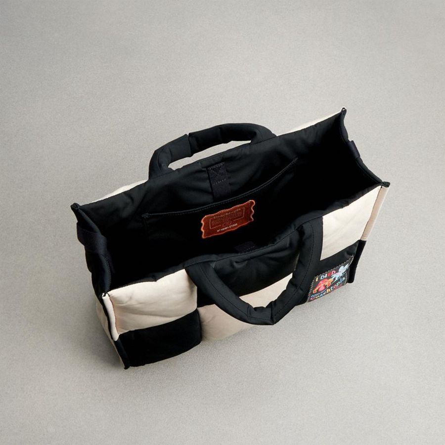 Bolso Tote COACH Topia Loop Tote In Recycled Polyester With Checkerboard Quilting Mujer Negros | AMGF-82543
