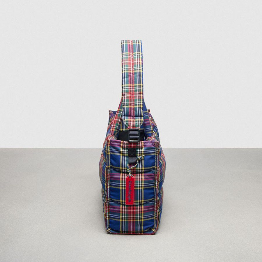 Bolso Tote COACH Topia Loop Tote With Plaid Quilting Mujer Azules | XWVZ-83692