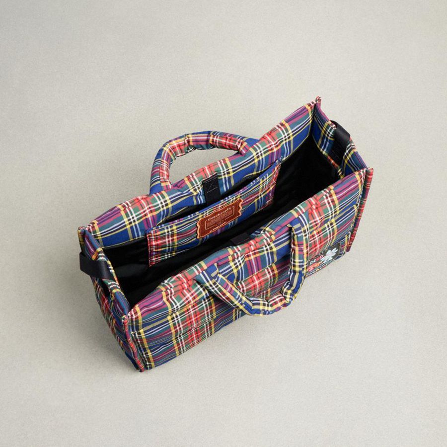 Bolso Tote COACH Topia Loop Tote With Plaid Quilting Mujer Azules | XWVZ-83692