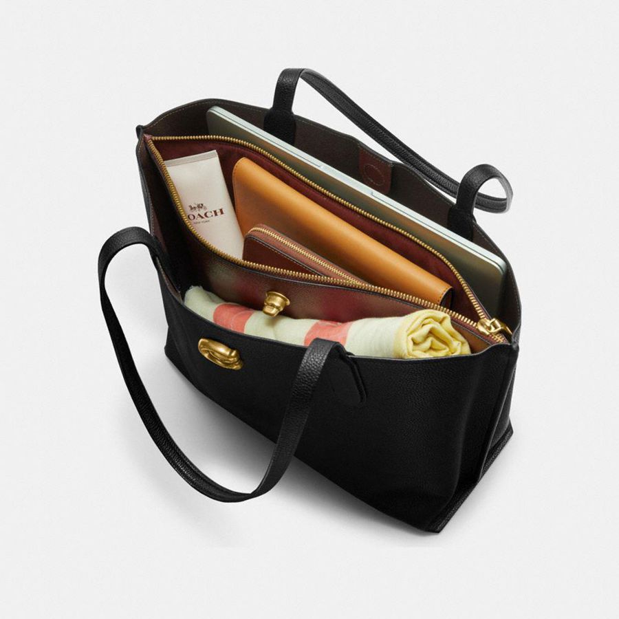 Bolso Tote COACH Willow Mujer Negros | NMEQ-46795