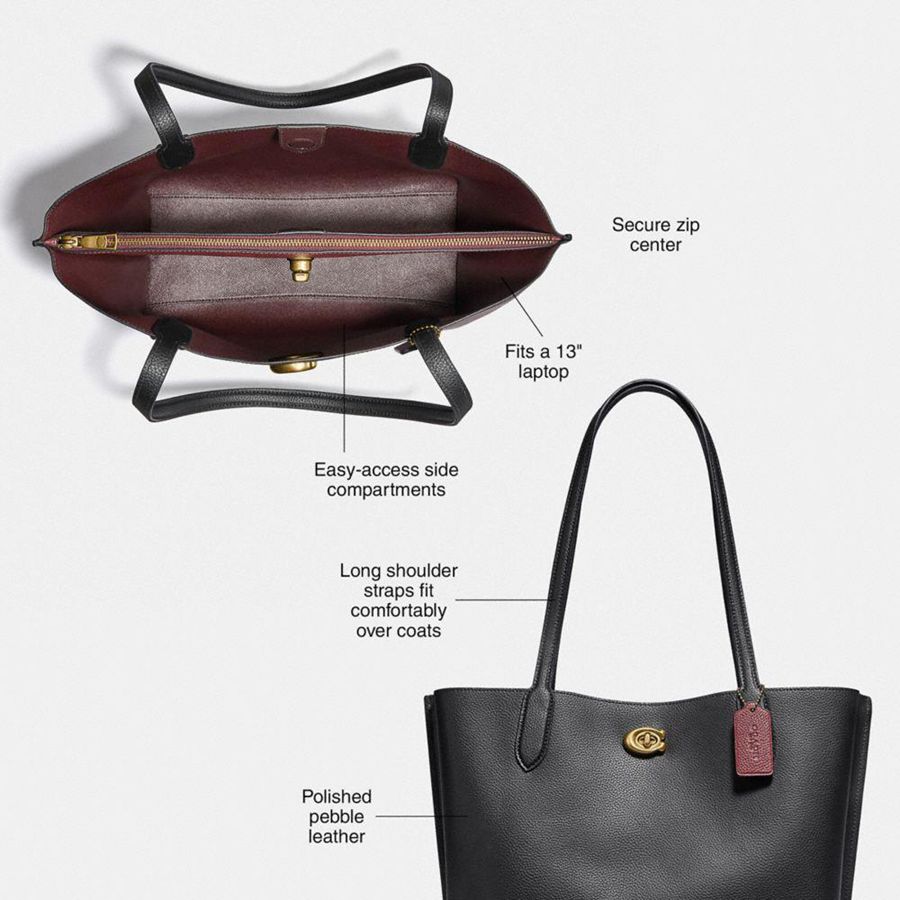 Bolso Tote COACH Willow Mujer Negros | NMEQ-46795