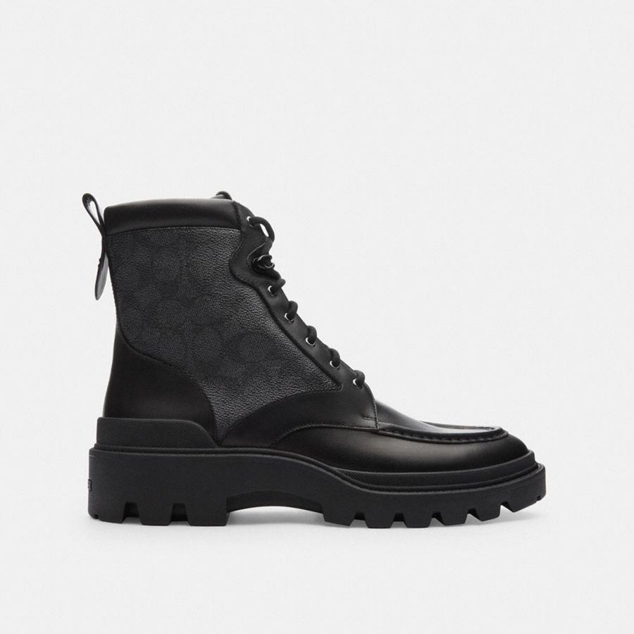Botas COACH Connor In Signature Canvas Hombre Negros | NPLZ-04857