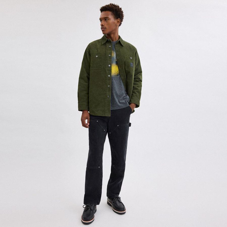 Camisa COACH Corduroy Jacket Hombre Verde Oliva | REQV-75923
