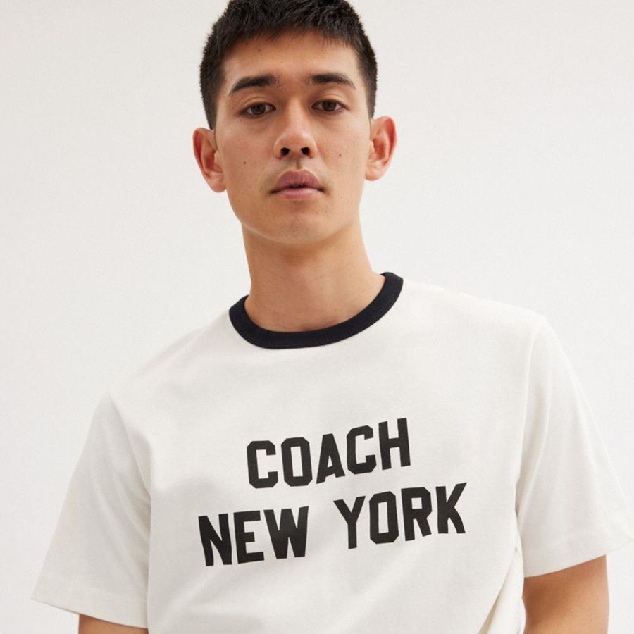 Camiseta COACH New York Hombre Blancos | BOYJ-90162
