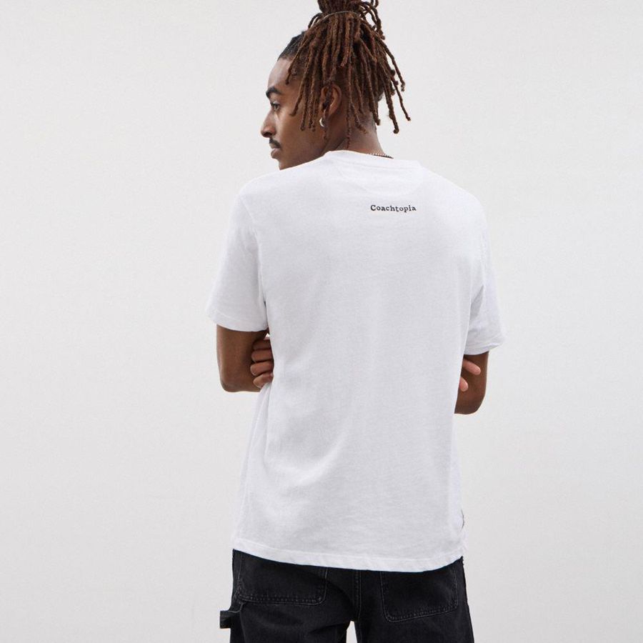 Camiseta COACH Relaxed With Wasty Print Hombre Blancos | NRKZ-49832