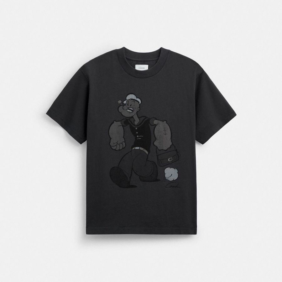 Camiseta COACH X Popeye Relaxed Hombre Negros | JDNX-36810