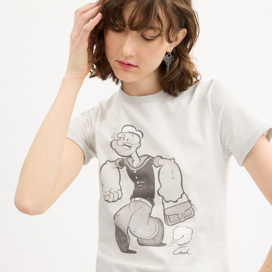 Camiseta COACH X Popeye Ringer Mujer Blancos | XZQC-93120