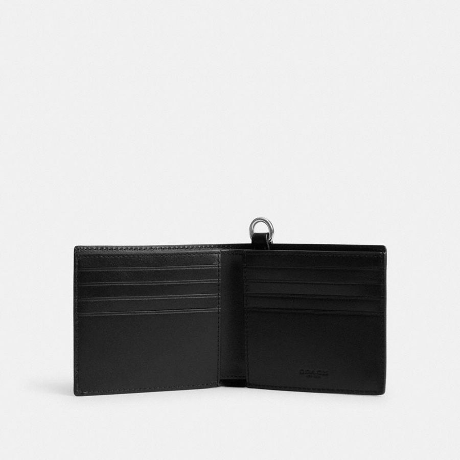 Cartera COACH Billfold With Chain In Signature Canvas Hombre Grises | ADUY-35796