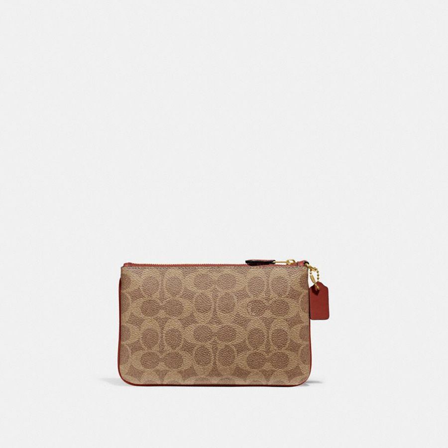 Cartera COACH Essential Small Wristlet In Signature Canvas Mujer Marrom | TNQW-36875