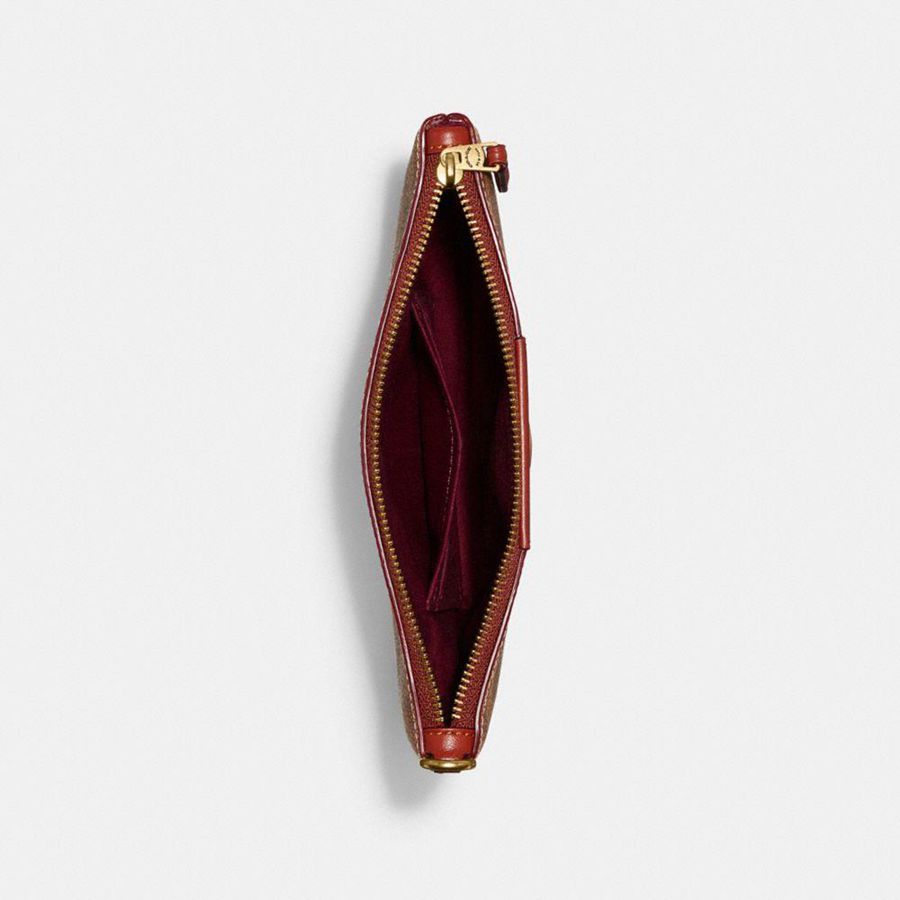 Cartera COACH Essential Small Wristlet In Signature Canvas Mujer Marrom | TNQW-36875