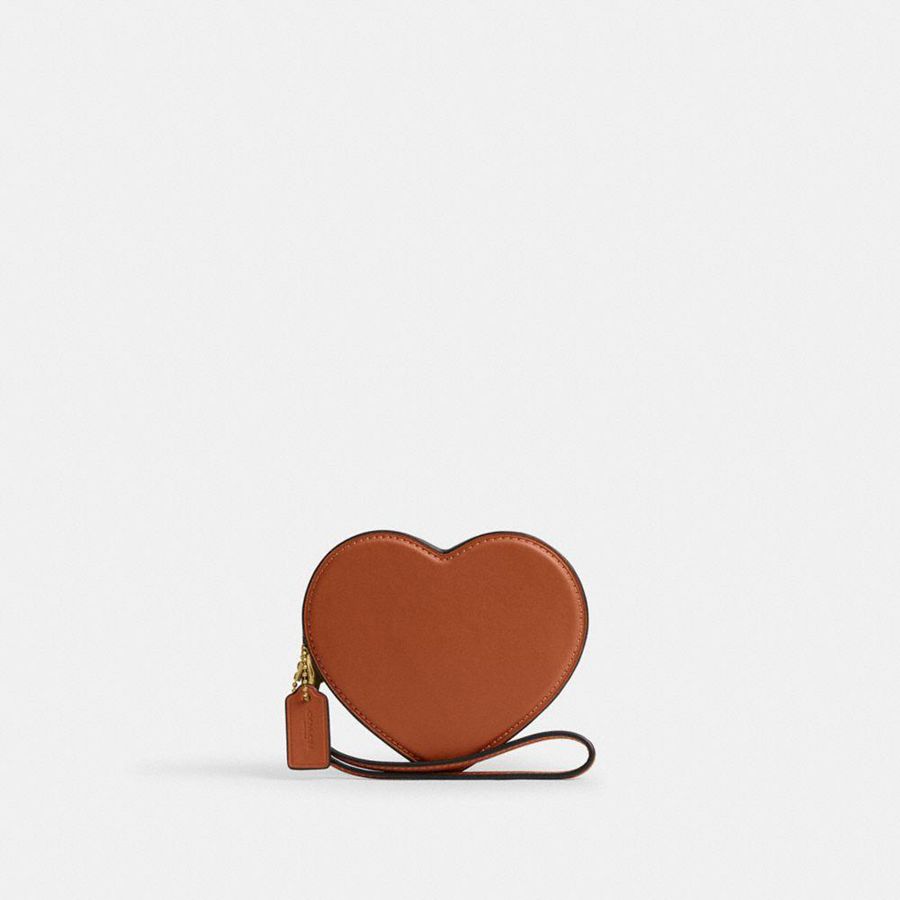 Cartera COACH Heart Coin Purse Mujer Marrom | YOMF-03568