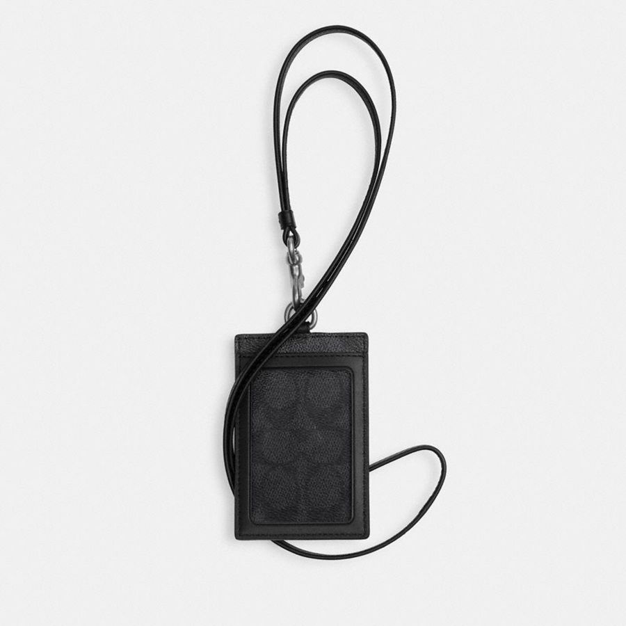 Cartera COACH Id Lanyard In Signature Canvas Hombre Grises | QOYJ-58940
