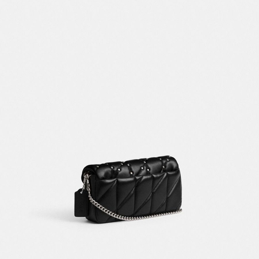 Cartera COACH Tabby Crossbody Wristlet With Pillow Quilting And Crystal Rivets Mujer Negros | MQOG-45031