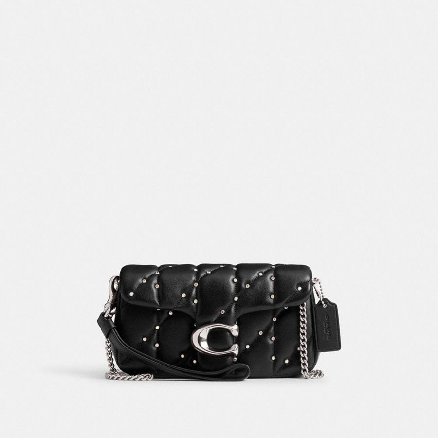 Cartera COACH Tabby Crossbody Wristlet With Pillow Quilting And Crystal Rivets Mujer Negros | MQOG-45031