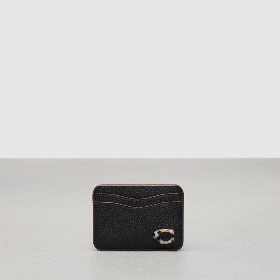 Cartera COACH Wavy Card Case In Coachtopia Leather Mujer Negros | XBAQ-35627