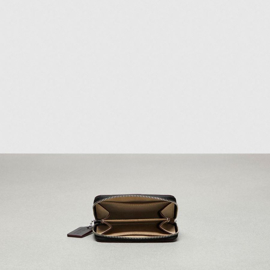 Cartera COACH Zip Around In Checkerboard Upcrafted Leather Mujer Negros | BCOE-07469