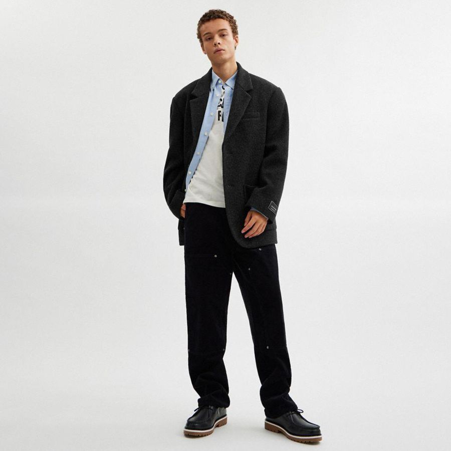 Chamarra COACH Relaxed Wool Blazer Hombre Grises | ZFEQ-80256