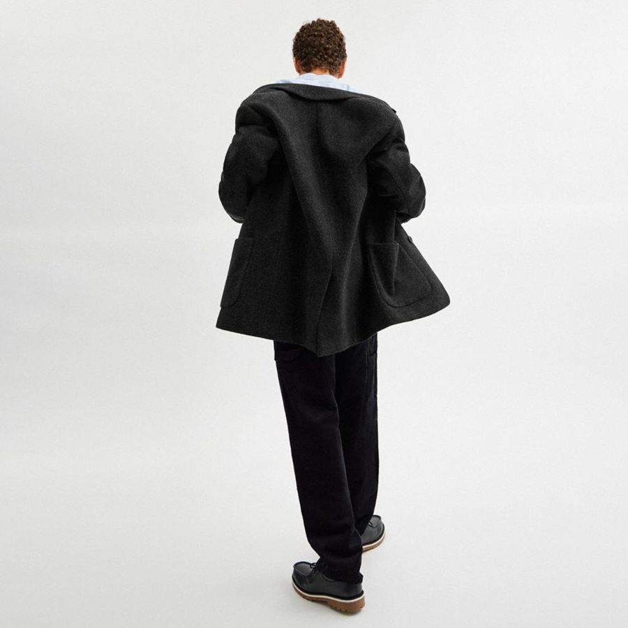 Chamarra COACH Relaxed Wool Blazer Hombre Grises | ZFEQ-80256