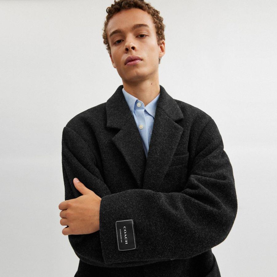 Chamarra COACH Relaxed Wool Blazer Hombre Grises | ZFEQ-80256