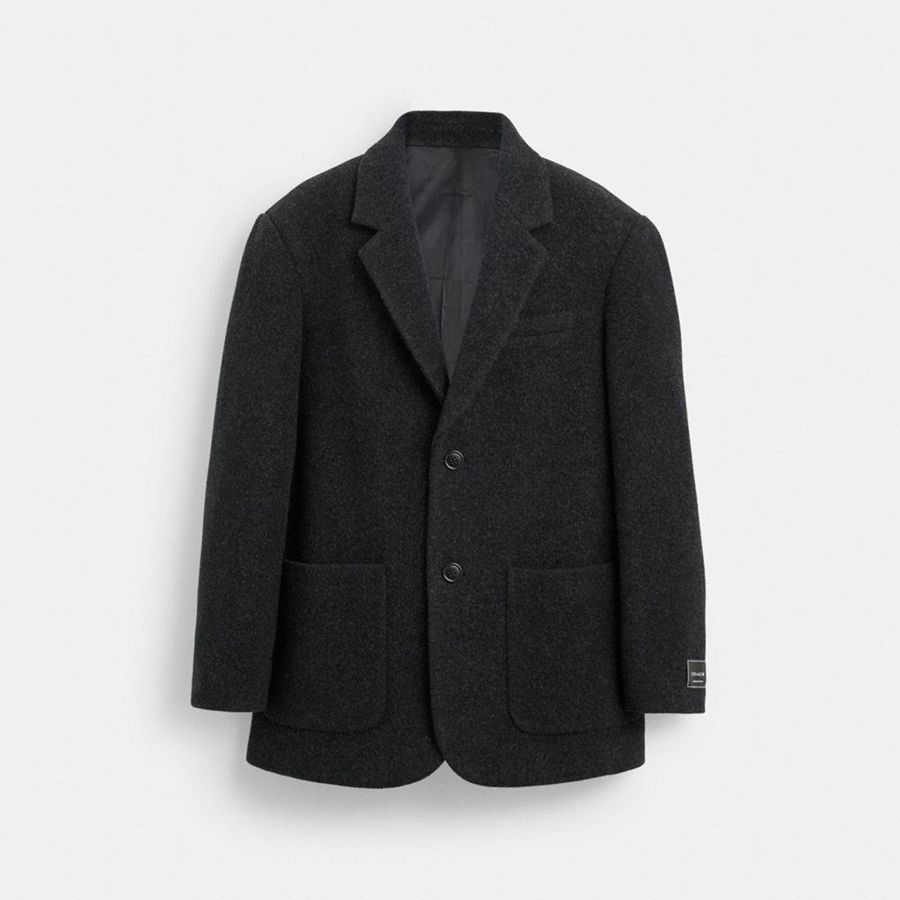 Chamarra COACH Relaxed Wool Blazer Hombre Grises | ZFEQ-80256