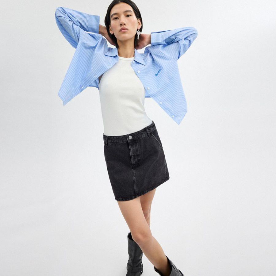 Falda COACH Denim In Organic Cotton Mujer Negros | LXIG-48709
