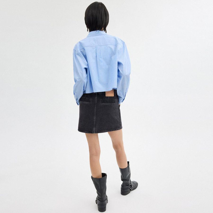 Falda COACH Denim In Organic Cotton Mujer Negros | LXIG-48709