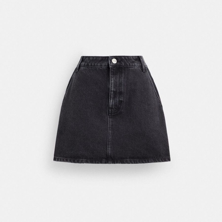 Falda COACH Denim In Organic Cotton Mujer Negros | LXIG-48709