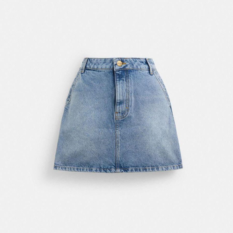 Falda COACH Denim Mujer Azules | HOZG-41307
