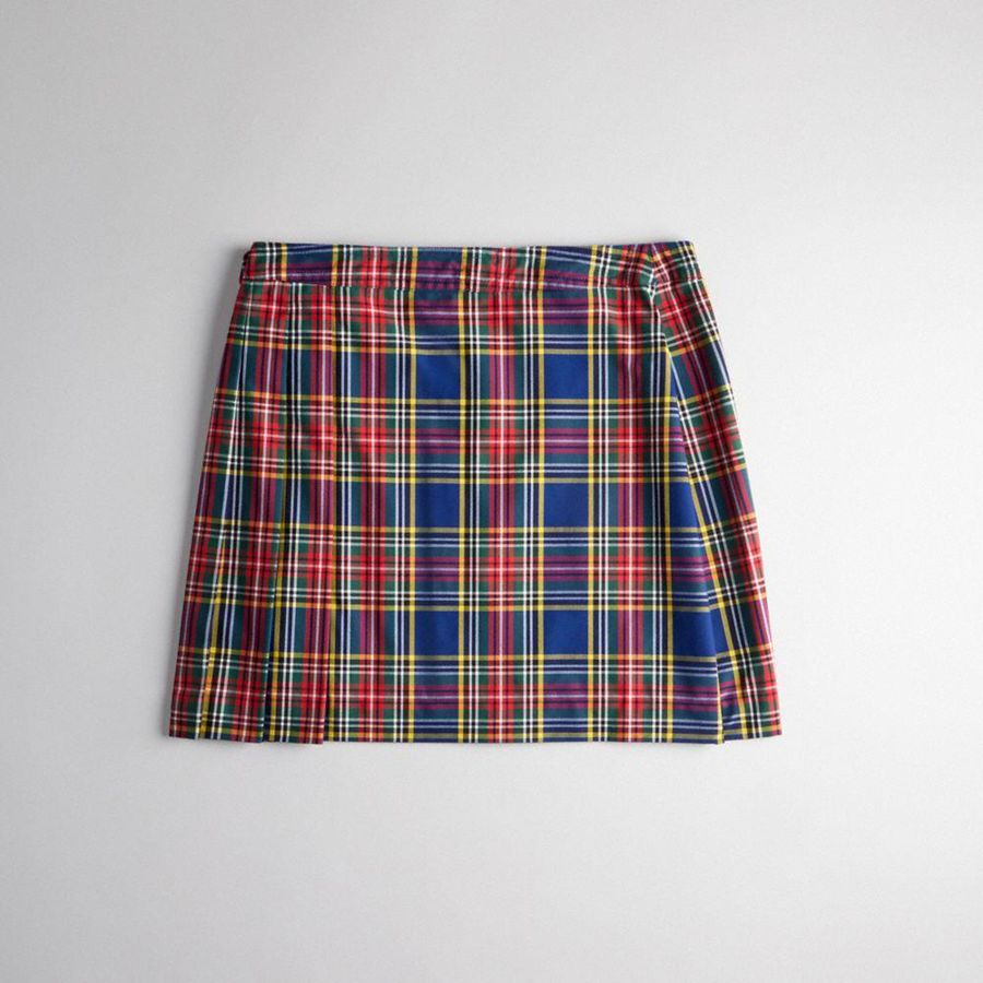 Falda COACH Topia Loop Mini With Plaid Pattern Mujer Azules | XATN-51402