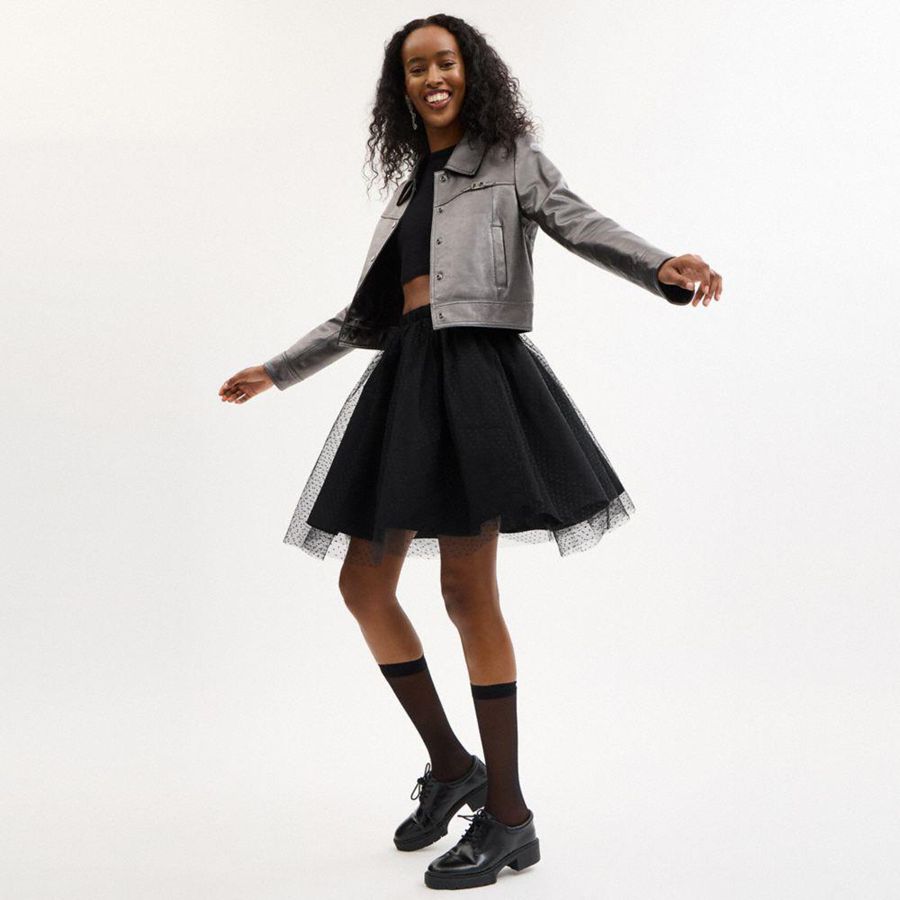 Falda COACH Tulle Midi Mujer Negros | ZRAT-65473