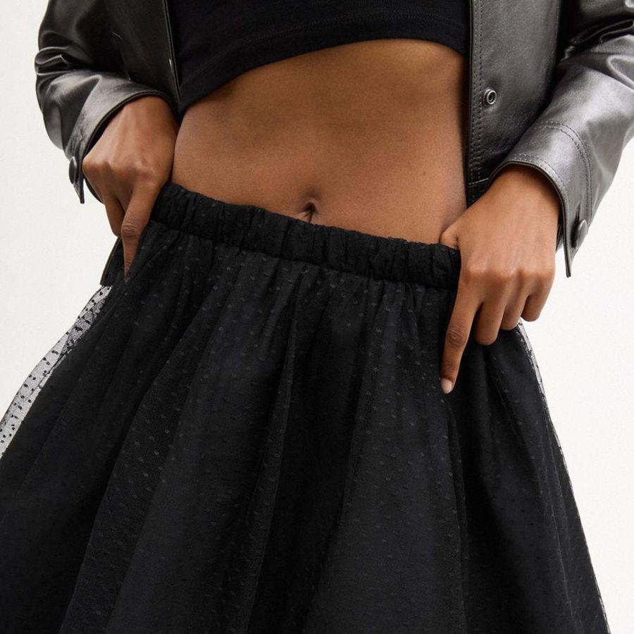 Falda COACH Tulle Midi Mujer Negros | ZRAT-65473