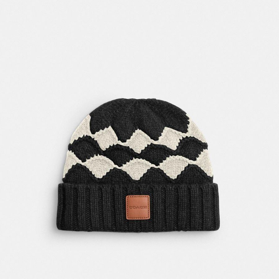 Gorro COACH Bobble Stripe Hombre Negros | RHQG-96521