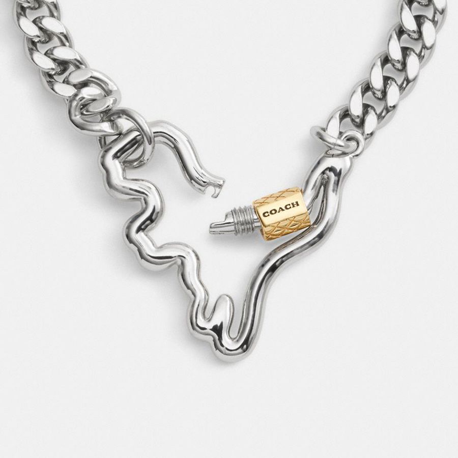Joyeria COACH Carabiner Rexy Curb Chain Bracelet Mujer Plateados | CYWJ-73489
