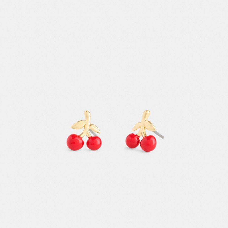 Joyeria COACH Cherry Stud Earrings Mujer Rojos | PGMX-56849