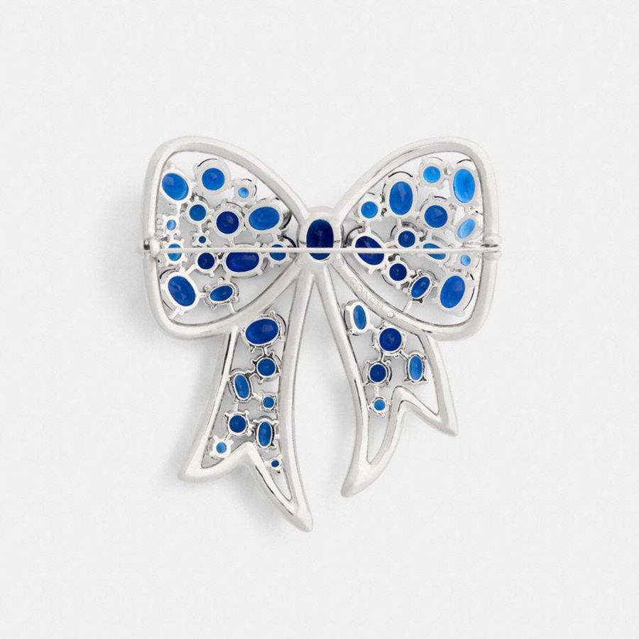 Joyeria COACH Crystal Bow Brooch Mujer Azules | KQVP-57306