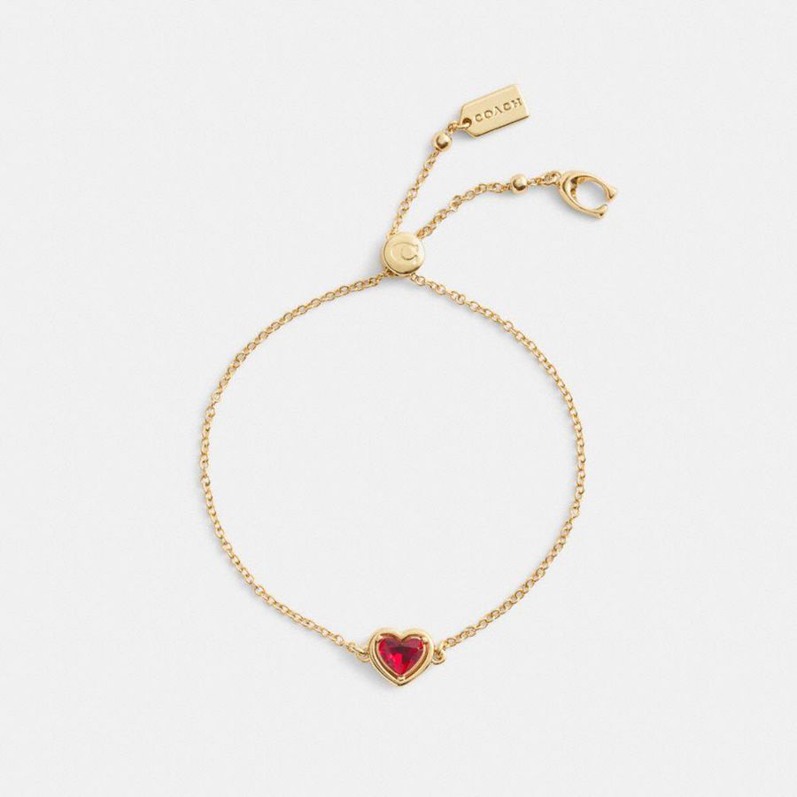 Joyeria COACH Halo Heart Slider Bracelet Mujer Dorados | ROZC-87650