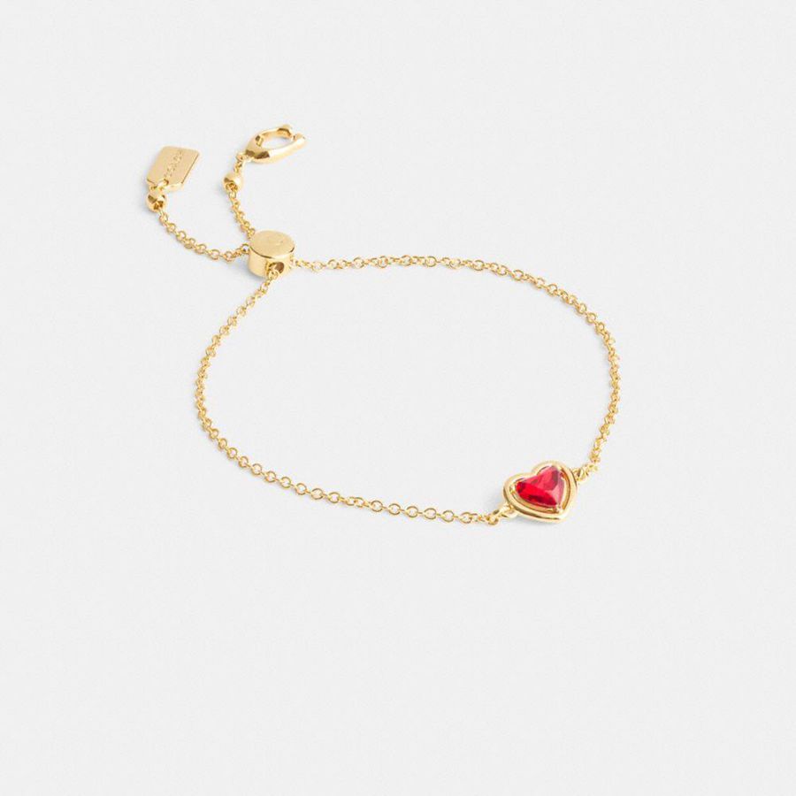Joyeria COACH Halo Heart Slider Bracelet Mujer Dorados | ROZC-87650