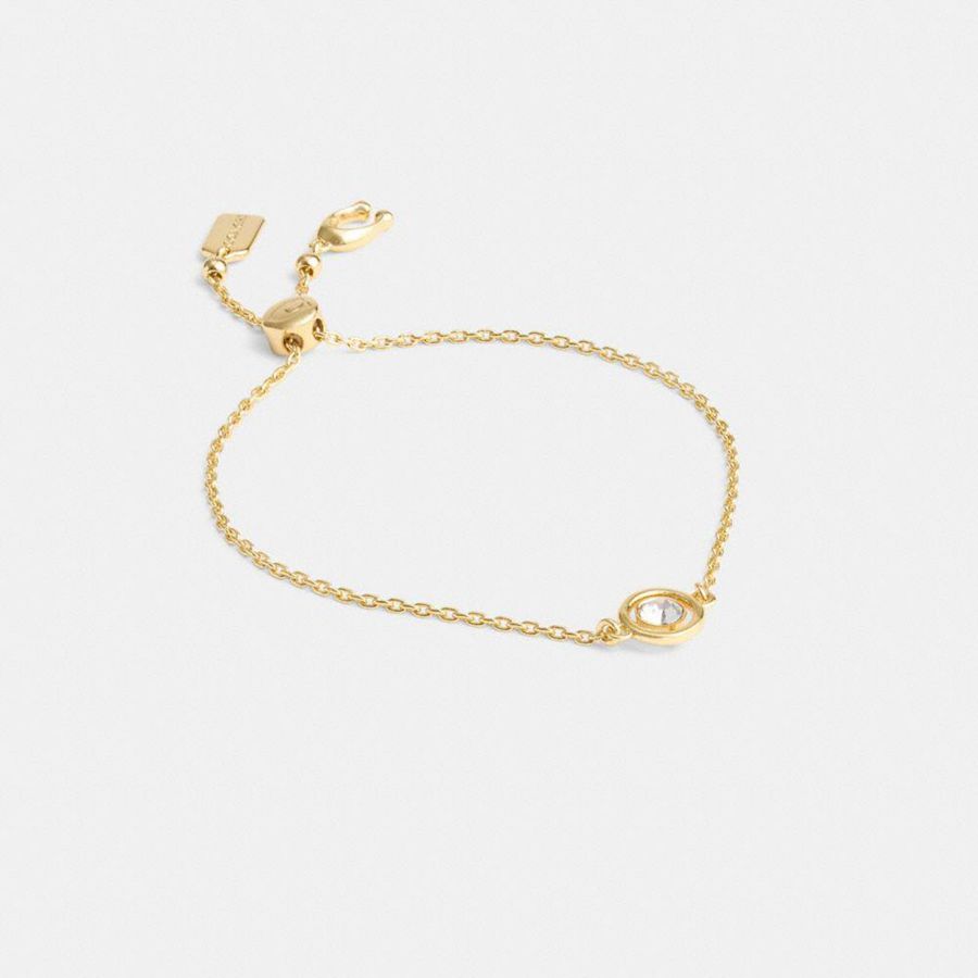 Joyeria COACH Halo Round Slider Bracelet Mujer Dorados | PYAF-89674